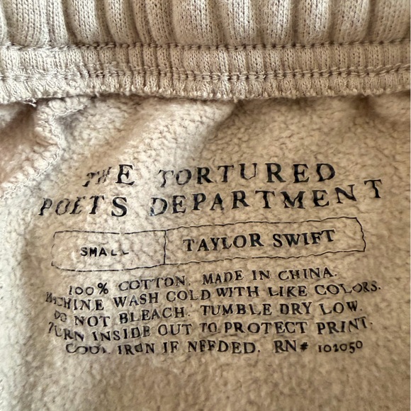 OFFICIAL Taylor Swift The Tortured Poets Department Beige Sweatpants (Size S) - Picture 7 of 9